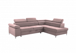 Sofá cama rinconera con arcón - Madryt, Rosa, 280x205