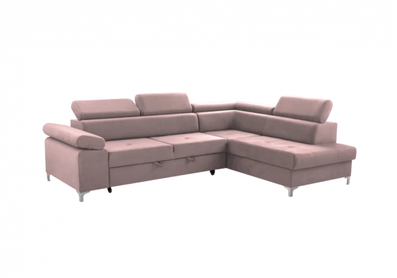 Photo Corner sofa bed with storage - Madryt, Pink, 280x205