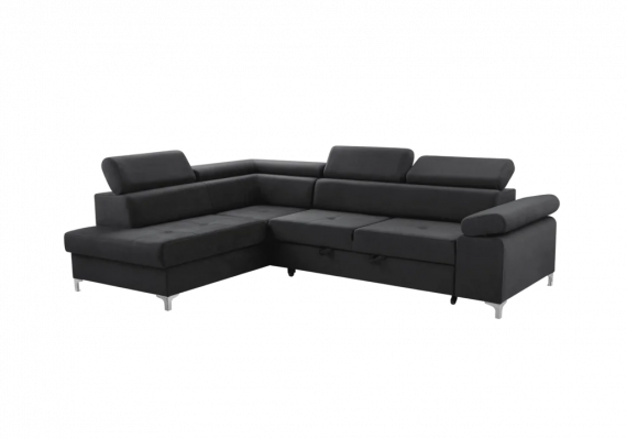 Foto Sofá cama rinconera con arcón - Madryt, Gris oscuro, 280x205