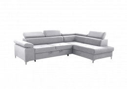Sofá cama rinconera con arcón - Madryt, Gris claro, 280x205