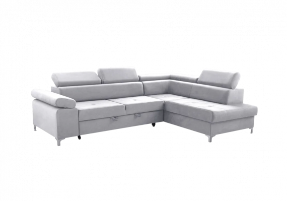 Foto Sofá cama rinconera con arcón - Madryt, Gris claro, 280x205