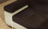 Photo Corner sofa bed with storage upholstered in fabric and synthetic leather - Anton, Fabric and faux leather, Brown + Beige, 272x203