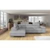 Photo Corner sofa bed with storage upholstered in fabric - Anton, Fabric, Light Gray, 272x203