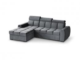 Corner sofa bed with storage - Gomez L, Dark grey, 267x175