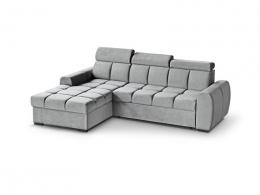 Corner sofa bed with storage - Gomez L, Light grey, 267x175
