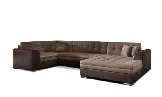 Foto SOFÁ CAMA FORMA DE U 340 CM X 190 CM DAMARIO U MARRÓN TELA/CHOCOLATE TELA