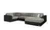 Photo Corner sofa bed - Damario, Gray fabric / Black faux leather, 340cm x 190cm