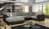 Photo Corner sofa bed - Damario, Gray fabric / Black faux leather, 340cm x 190cm
