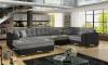 Photo Corner sofa bed - Damario, Gray fabric / Black faux leather, 340cm x 190cm
