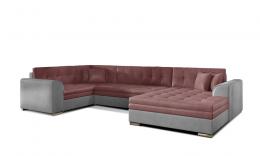 Corner sofa bed - Damario, Pink fabric / Gray fabric, 340 cm x 190cm