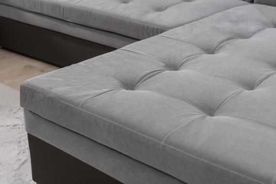 Photo Corner sofa bed - Damario, Pink fabric / Gray fabric, 340 cm x 190cm