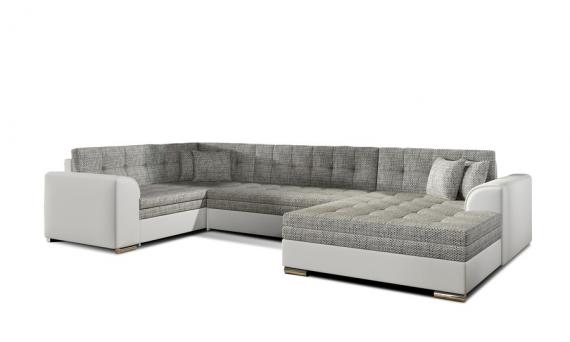 Foto SOFÁ CAMA FORMA DE U 340 CM X 190 CM DAMARIO U GRIS TELA/BLANCO POLIPIEL