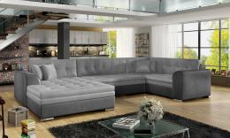 Corner sofa bed - Damario, Light gray fabric / Dark gray fabric, 340cm x 190cm