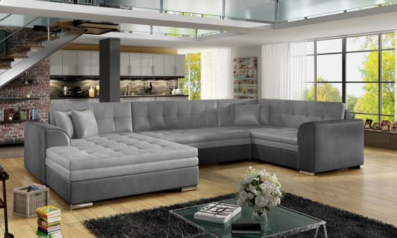 Foto SOFÁ CAMA FORMA DE U 340 CM X 190 CM DAMARIO U GRIS CLARO TELA/GRIS OSCURO TELA