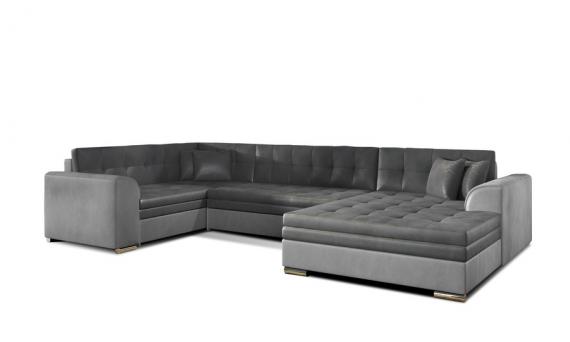 Photo Corner sofa bed - Damario, Dark gray fabric / Light gray fabric, 340cm x 190cm