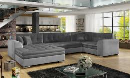 Corner sofa bed - Damario, Dark gray fabric / Light gray fabric, 340cm x 190cm