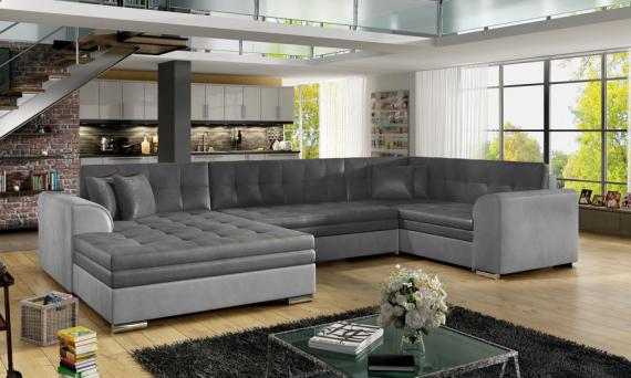 Photo Corner sofa bed - Damario, Dark gray fabric / Light gray fabric, 340cm x 190cm