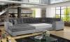 Photo Corner sofa bed - Damario, Dark gray fabric / Light gray fabric, 340cm x 190cm