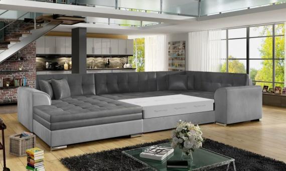 Photo Corner sofa bed - Damario, Dark gray fabric / Light gray fabric, 340cm x 190cm
