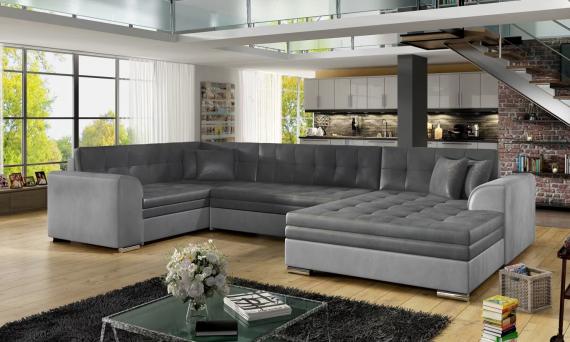 Photo Corner sofa bed - Damario, Dark gray fabric / Light gray fabric, 340cm x 190cm