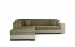 Corner sofa bed - Pieretta, Beige, Fabric/Faux leather, 260x207