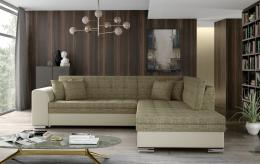 Corner sofa bed - Pieretta, Beige, Fabric/Faux leather, 260x207