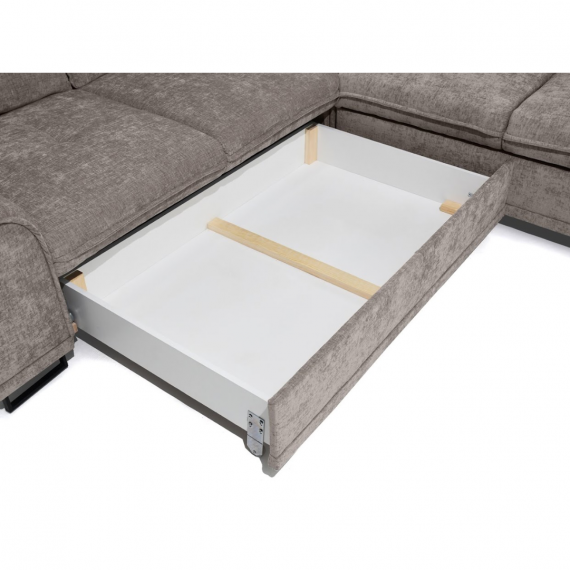 Foto Sofá Cama Rinconera Tejido Szenil Color Gris Claro con Arcón Boss XL