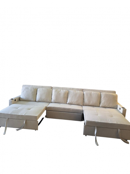 Foto Sofá cama lineal 6 plazas USB TYPE-C portavasos 363 cm - COSTA R