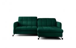 SOFÁ CAMA CON ARCÓN PATAS ALTAS CHAISE LONGUE 225 CM X 160 CM LORELLE VERDE TELA TERCIOPELO