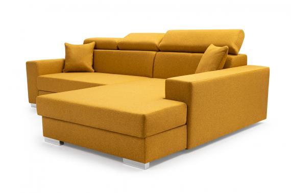 Photo Chaise longue sofa bed with reclining headrests - 263x178 -  MÉXICO DE LUX - Yellow