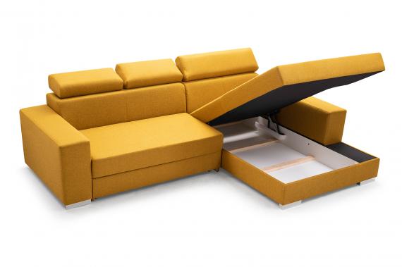 Photo Chaise longue sofa bed with reclining headrests - 263x178 -  MÉXICO DE LUX - Yellow