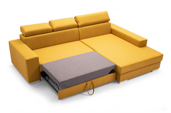 Photo Chaise longue sofa bed with reclining headrests - 263x178 -  MÉXICO DE LUX - Yellow
