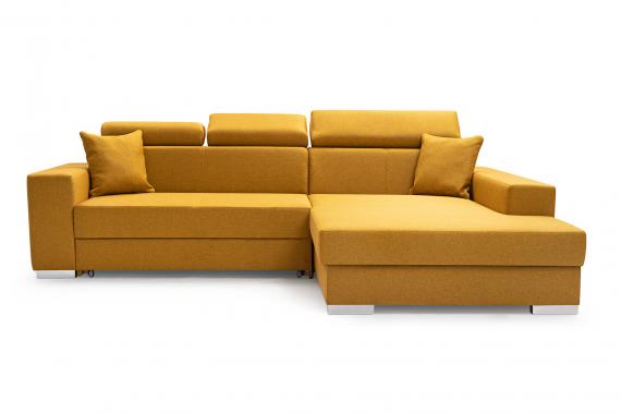 Photo Chaise longue sofa bed with reclining headrests - 263x178 -  MÉXICO DE LUX - Yellow