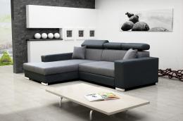 SOFÁ CAMA CON ARCÓN CABEZALES RECLINABLES 263 CM X 178 MÉXICO DE LUX GRIS TELA/NEGRO POLIPIEL