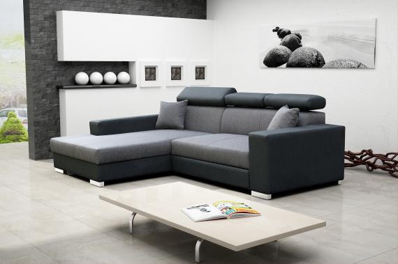 Photo Chaise longue sofa bed with reclining headrests - 263178 - MÉXICO DE LUX - Light Gray / Black