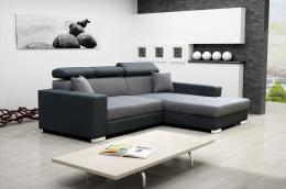 SOFÁ CAMA CON ARCÓN CABEZALES RECLINABLES 263 CM X 178 MÉXICO DE LUX GRIS TELA/NEGRO POLIPIEL