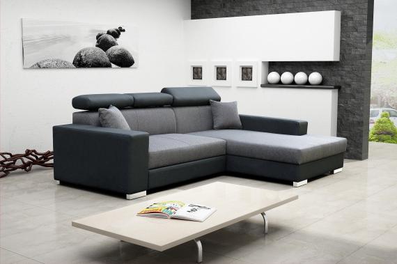 Photo Chaise longue sofa bed with reclining headrests - 263178 - MÉXICO DE LUX - Light Gray / Black