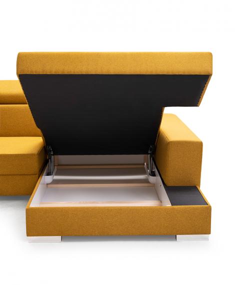 Photo Chaise longue sofa bed with reclining headrests - 263178 - MÉXICO DE LUX - Light Gray / Black