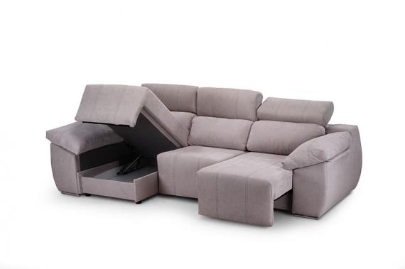 Foto SOFÁ CHAISE LONGUE CON ASIENTOS DESLIZANTES DE VISCOELÁSTICA 280 CM X 157 CM BOLONIA BEIGE