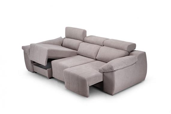 Foto SOFÁ CHAISE LONGUE CON ASIENTOS DESLIZANTES DE VISCOELÁSTICA 280 CM X 157 CM BOLONIA BEIGE