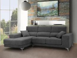 SOFÁ CHAISE LONGUE CON ASIENTOS DESLIZANTES DE VISCOELÁSTICA 280 CM X 173 BOSTON GRIS OSCURO