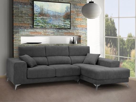 Foto SOFÁ CHAISE LONGUE CON ASIENTOS DESLIZANTES DE VISCOELÁSTICA 280 CM X 173 CM BOSTON GRIS OSCURO