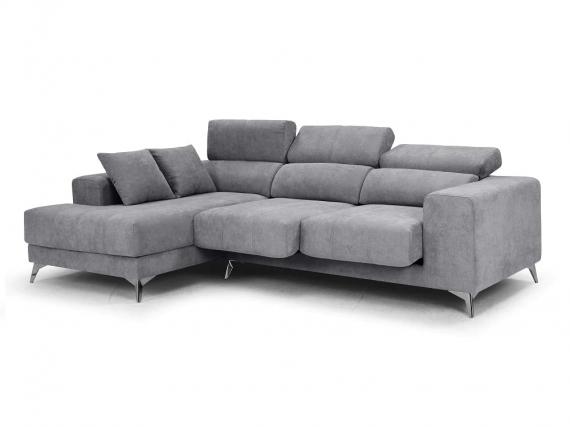 Foto SOFÁ CHAISE LONGUE CON ASIENTOS DESLIZANTES DE VISCOELÁSTICA 280 CM X 173 CM BOSTON GRIS OSCURO