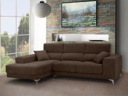 SOFÁ CHAISE LONGUE CON ASIENTOS DESLIZANTES DE VISCOELÁSTICA 280 CM X 173 BOSTON MARRÓN