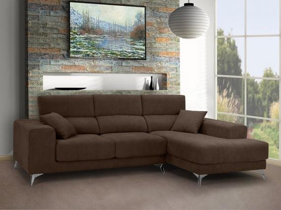 Foto SOFÁ CHAISE LONGUE CON ASIENTOS DESLIZANTES DE VISCOELÁSTICA 280 CM X 173 CM BOSTON MARRÓN