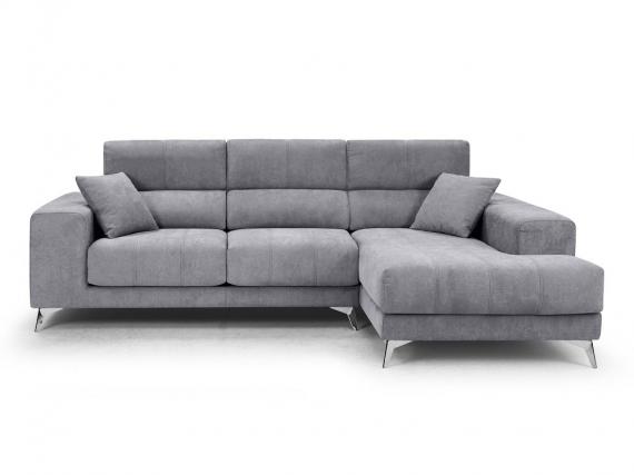 Foto SOFÁ CHAISE LONGUE CON ASIENTOS DESLIZANTES DE VISCOELÁSTICA 280 CM X 173 CM BOSTON GRIS CLARO