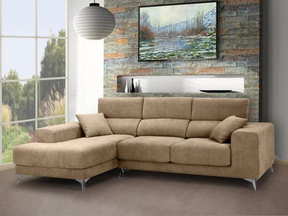 Foto SOFÁ CHAISE LONGUE CON ASIENTOS DESLIZANTES DE VISCOELÁSTICA 280 CM X 173 CM BOSTON BEIGE