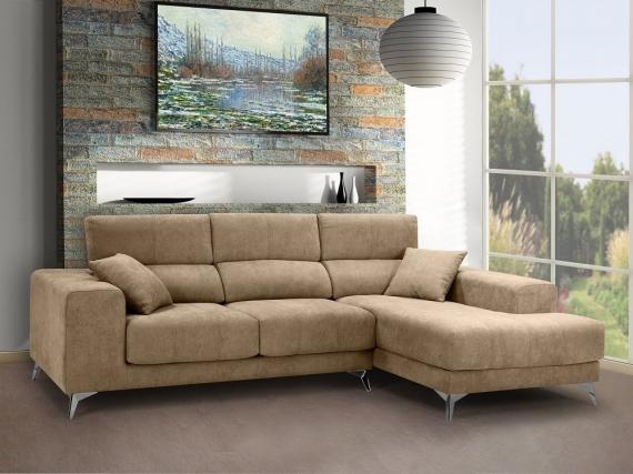 Foto SOFÁ CHAISE LONGUE CON ASIENTOS DESLIZANTES DE VISCOELÁSTICA 280 CM X 173 CM BOSTON BEIGE