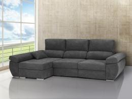 SOFÁ CHAISE LONGUE CON ASIENTOS DESLIZANTES Y ARCÓN 280 CM X 140 NOA GRIS OSCURO