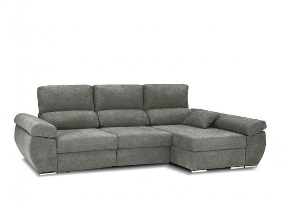 Foto SOFÁ CHAISE LONGUE CON ASIENTOS DESLIZANTES Y ARCÓN 280 CM X 140 CM NOA GRIS CLARO